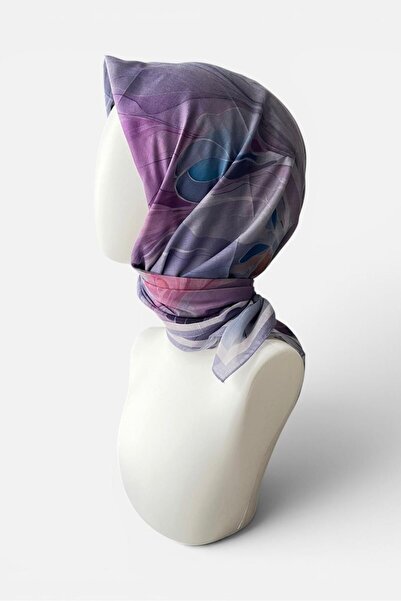 ESSLERA Floral Patterned Lilac Soft Scarf - Tok Duruş - Non-Slip