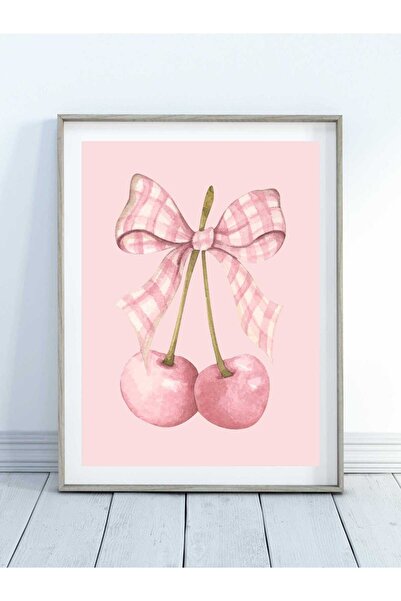 NinaStore Pembe Kiraz Kurdele Baskısı - Kız Çocukları İçin Hediye - Pembe Bas...