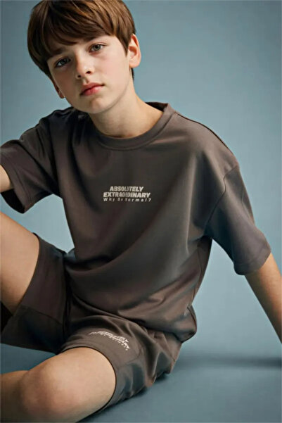DeFacto Oversize Crew Neck Slogan Printed Modal Short Sleeve T-Shirt for Boys...