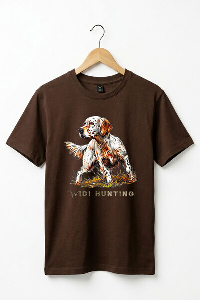 WİDİ Tricou de bază unisex, 100% bumbac, cu imprimeu tematic cu câine English...