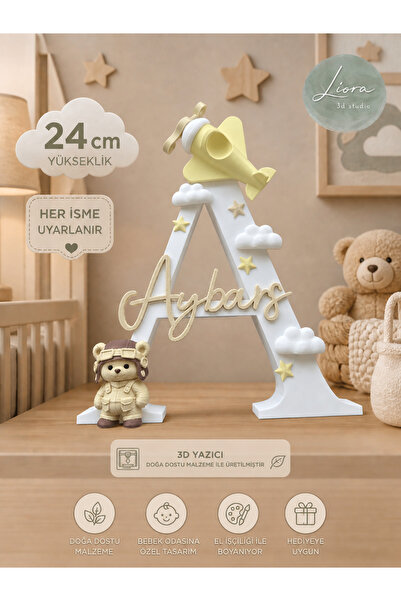 Liora3dStudio Bebek Hediyelik Kişiye Özel İsimli Harf Standı /Masa Standı / K...