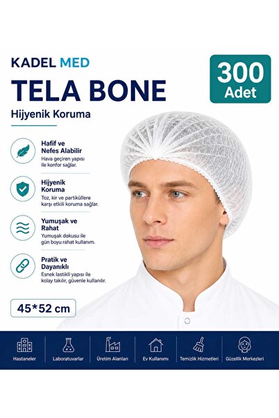 KADELMED Tek Kullanımlık Tela Bone 300 Adet Beyaz (45X52CM)