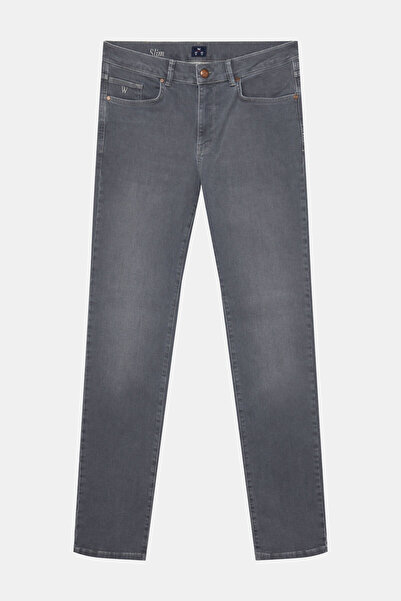 W Collection GRİ DAR PAÇA BEŞ CEP JEAN PANTOLON