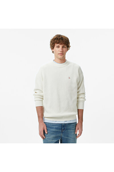 Calvin Klein Cotton Waffle Erkek Beyaz Triko