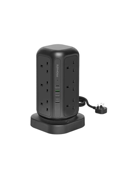 Promate 16-in-1 Multi-Socket Surge Protected Power 5m