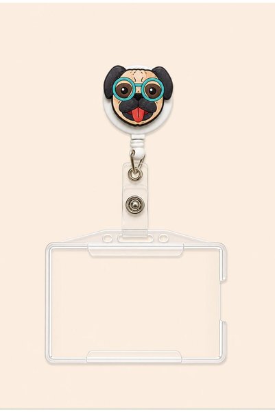 neptünstore Cute Dog with Glasses Yoyo Name Tag