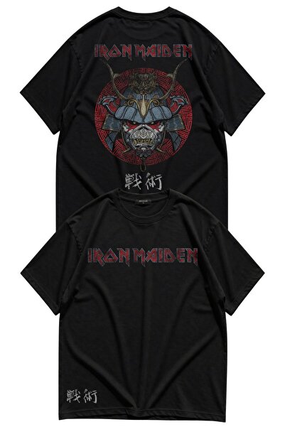Fuddy Moda Tricou unisex Iron Maiden cu imprimeu pe spate și detalii inferioa...