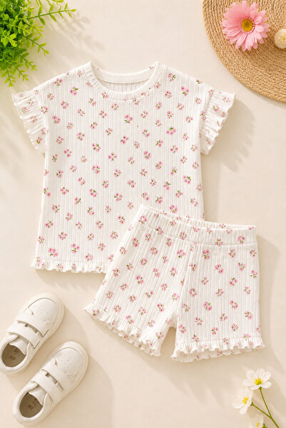 mini kanka Set de 2 piese pentru fetițe, cu model floral, cu șireturi la umer...