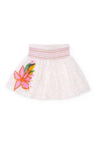 Tuc Tuc Girl's Pleated Floral Embroidered Skirt 2-8 Years White