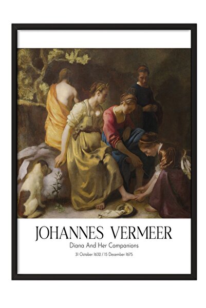 Postifull Johannes Vermeer - Dijana i njene pratiteljice, slika u crnom okvir...