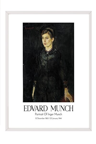 Postifull Edvard Munch - Portret Inger Munch, slika sa belim okvirom, umetnič...