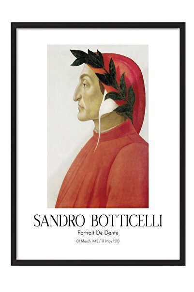Postifull Sandro Botičeli - Portret Dantea, slika u crnom okviru, umetnička s...