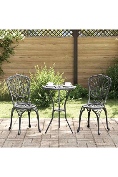 vidaxl Set Bistro de Gradina 3 pcs Negru Aluminiu