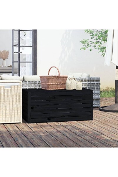 Concept Ladă depozitare grădină, negru, 101x50,5x46,5cm, lemn masiv pin
