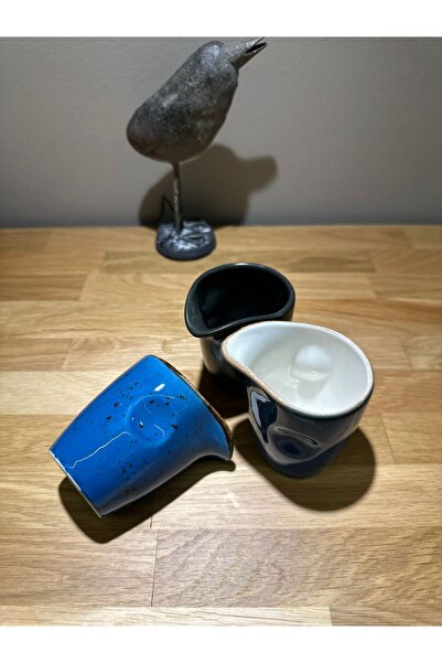 Miko Home & Garden Porselen Sütlük 3’lü Set Barista Tipi Kahve Sütlüğü Mini S...