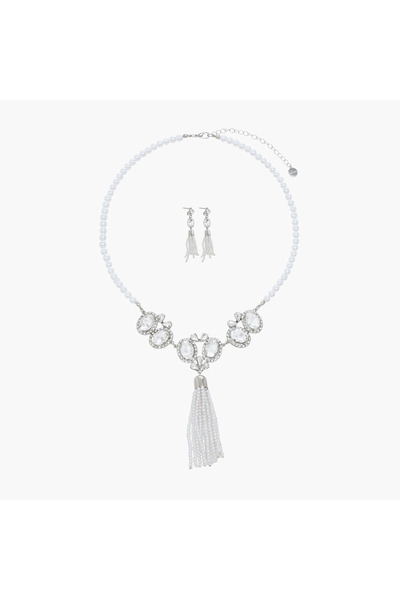 Lifestyle Set of 2 Embellished Necklace and Earrings