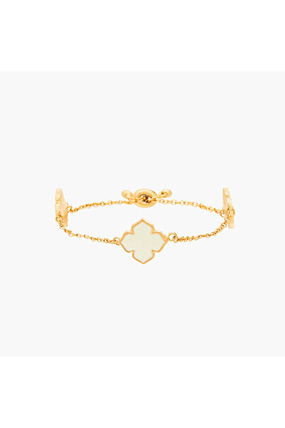 Lifestyle Gold Tone Clover Charm Bracelet