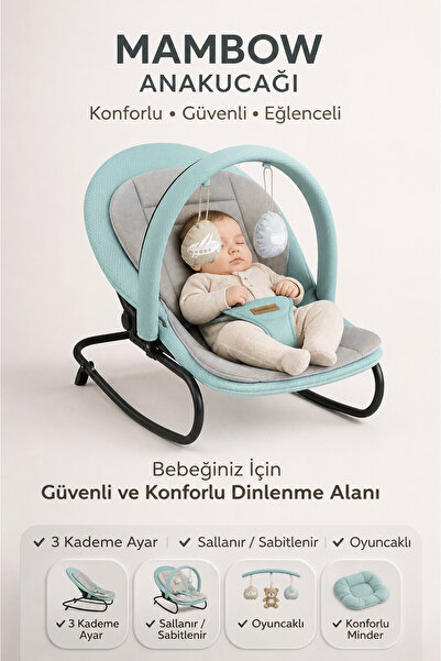 Quero Mambow Ana kucağı, Premium Cotton, 3 Kademe Ayarı, Sallanır, Sabitlenir...