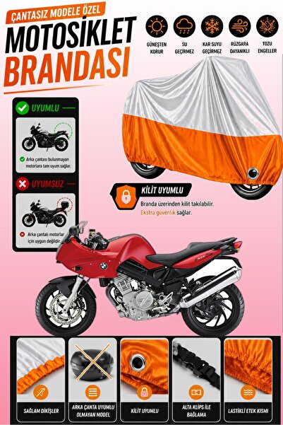 Cemku Twin غطاء محرك متوافق مع BMW F 800 S باللون الرمادي من الأعلى والبرتقال...