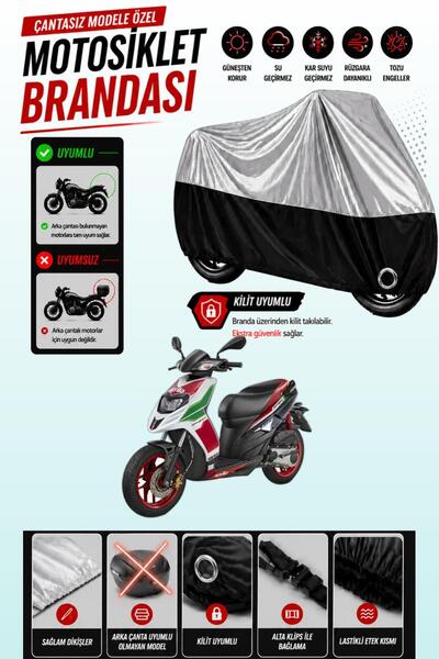 Cemku Twin غطاء محرك متوافق مع Aprilia SR 150 باللون الرمادي من الأعلى والأسو...