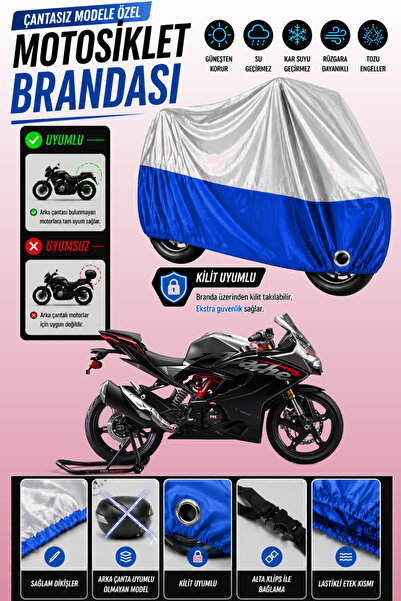 Cemku Twin غطاء محرك متوافق مع دراجة TVS Apache RR310 باللون الرمادي من الأعل...