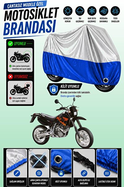 Cemku Twin غطاء محرك متوافق مع KTM 640 LC4 باللون الرمادي من الأعلى والأزرق م...