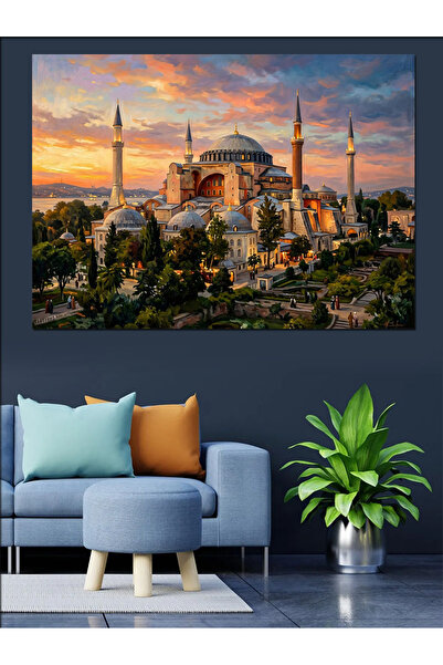 Artmeg Gün Batımında Görkemli Ayasofya Camii Dekoratif Kanvas - Mdf Ahşap Tablo