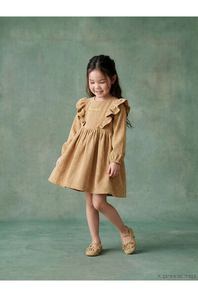 LC Waikiki Ruffled Girls' Corduroy Dress