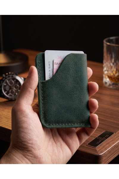 BUO Leather Hakiki Deri Avuç İçi Kartlık, Gerçek Deri, Minimal Unisex Kartlık