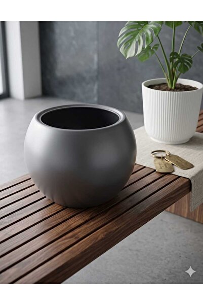 POLİVAHOME Küre Saksı 20 Cm Saksı Dekoratif Saksı Plastik Saksı Çiçek Saksısı