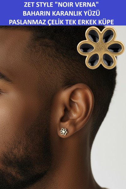 ZETCONCEPT Zet Style – Noir Verna (the Dark Side of Spring) - Stainless Steel Single Men's Earring