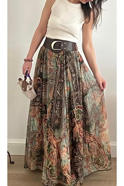 LaSorella Butik KADIN KEMERLİ UZUN ETEK