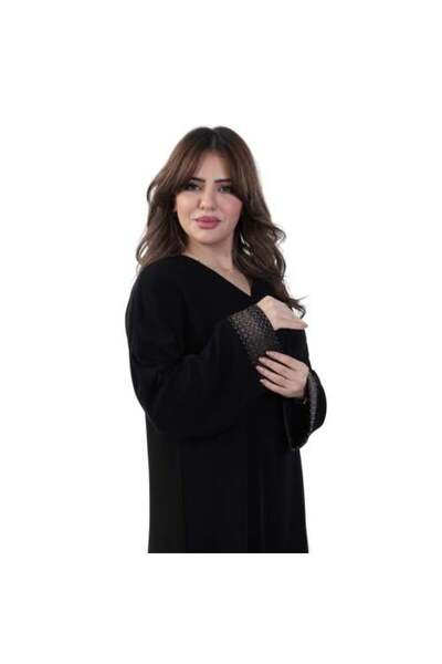 Lamir كريب كوري ملكي، أكمام مطرزة بالذهب بتصميم حاسوبي