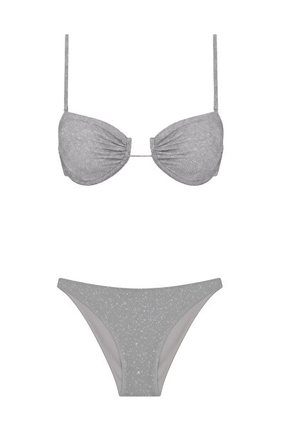 Normaillot Parıltılı Büzgülü Balenli Bikini