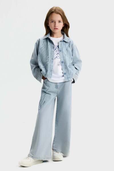 nk kids Nk girl's stone-detailed denim jacket, ages 8-14, light blue
