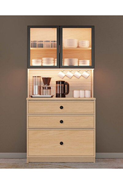miracool Meşe Kahve Köşesi / Komple Mdf / Led Işıklı
