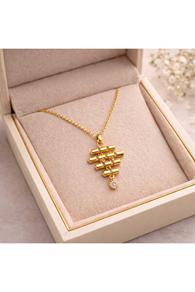 Gold Detaylı Modern Kolye