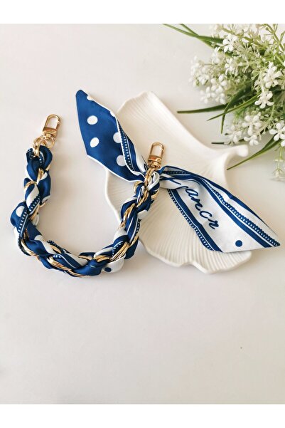 Halley Concept Blue Scarf Bag Accessory Charm 40 cm Stylish Bag Ornament with...