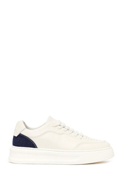 Derimod Erkek Beyaz Bağcıklı Kalın Tabanlı Deri Sneaker 26SFD698818