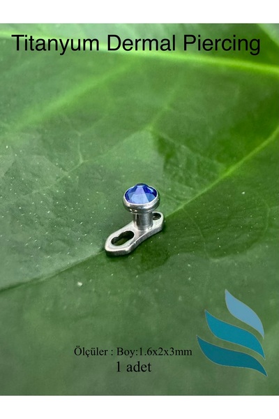 Bylin Titanyum Lacivert Taşlı Dermal Kristal Piercing - 1 Adet