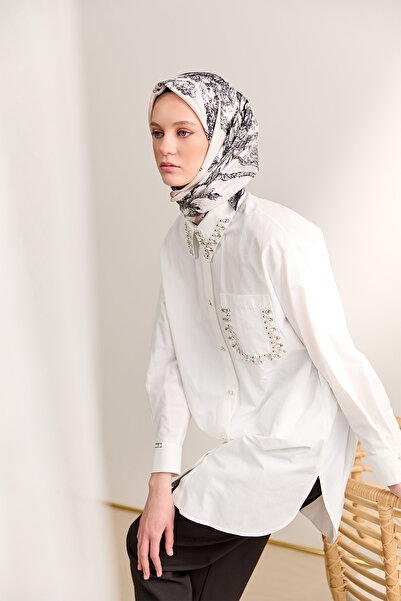Setrms Taş Detaylı Oversize Pamuklu Tunik