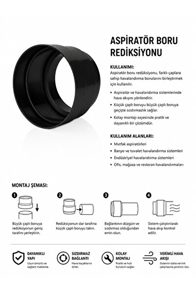 AVCILAR PLASTİK Aspiratör Borusu Rediksiyonu Davlumbaz Borusu Dönüştürücü