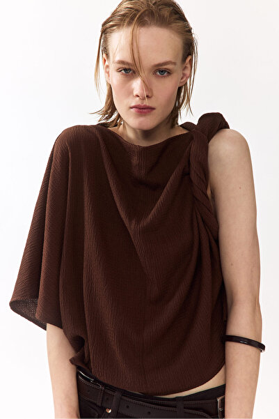 H&M Kayık Yakalı Krinkle Üst