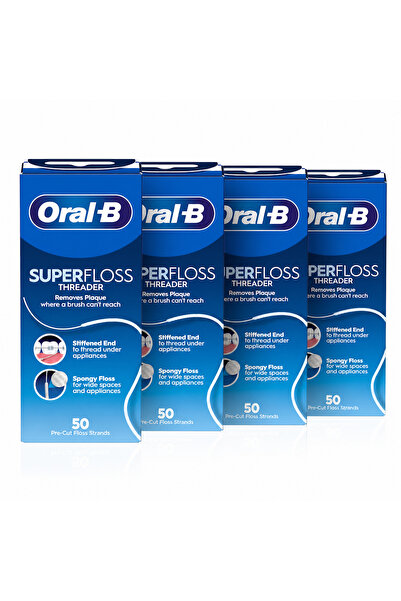 Oral-B Set, Ață dentară Super Floss, pentru aparate ortodontice, 4 bucăți, cu...