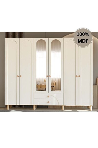comiet Papatya 6 Kapak Mdf Ayaklı Tasarım Gardırop
