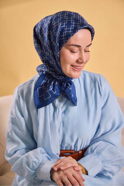 Silk Home Twill Silk Scarf Chain Blue