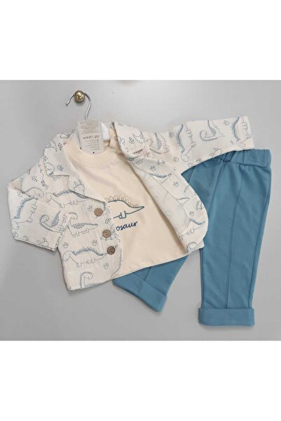 Sönmez Baby DİNOSAURS YAZLIK CEKETLİ BABYFİT ÜÇLÜ ERKEK BEBE SET TAKIM