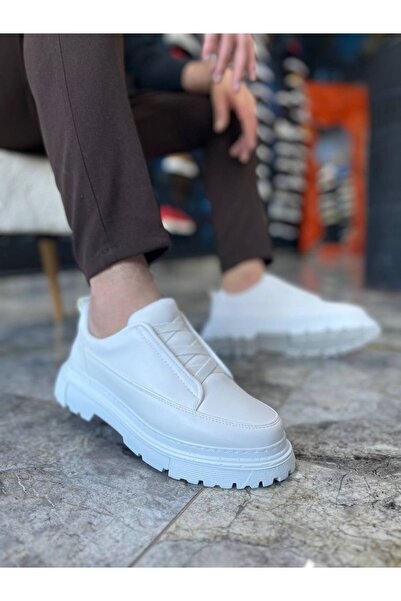 AYK-703 Premium Beyaz Lastikli Günlük Erkek Casual Ayakkabı