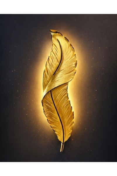 APLİKHANE YAPRAK APLİK GOLD RENK 57x14 CM ELEKTRİKLİ