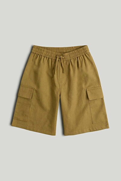 MOTHERCARE شورت كارجو من مزيج الكتان بلون الكاكي